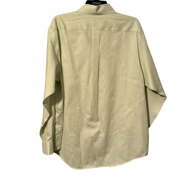 Roundtree & Yorke Easy Care Green Striped Button-Down Shirt L 70% Cotton 30% Pol - Picture 8 of 11